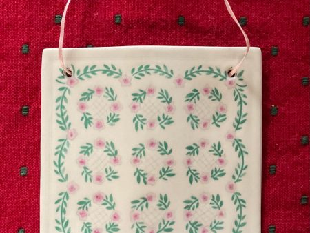 Celebration Of American Quilts Tile Kentucky Rose Wall Hanging Ornament - 1989 Supply